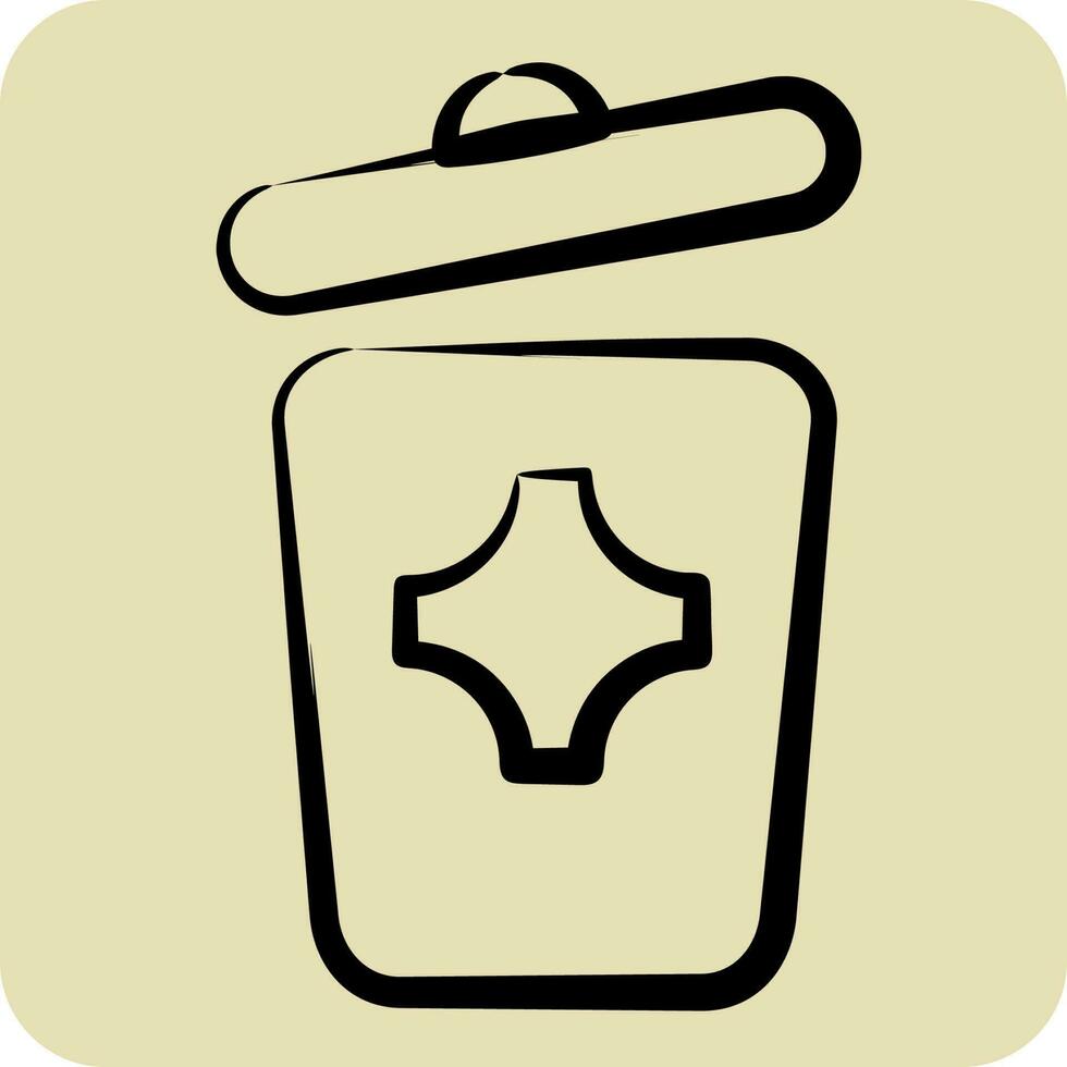 Icon Trash Can. suitable for City Park symbol. hand drawn style. simple design editable. design template vector