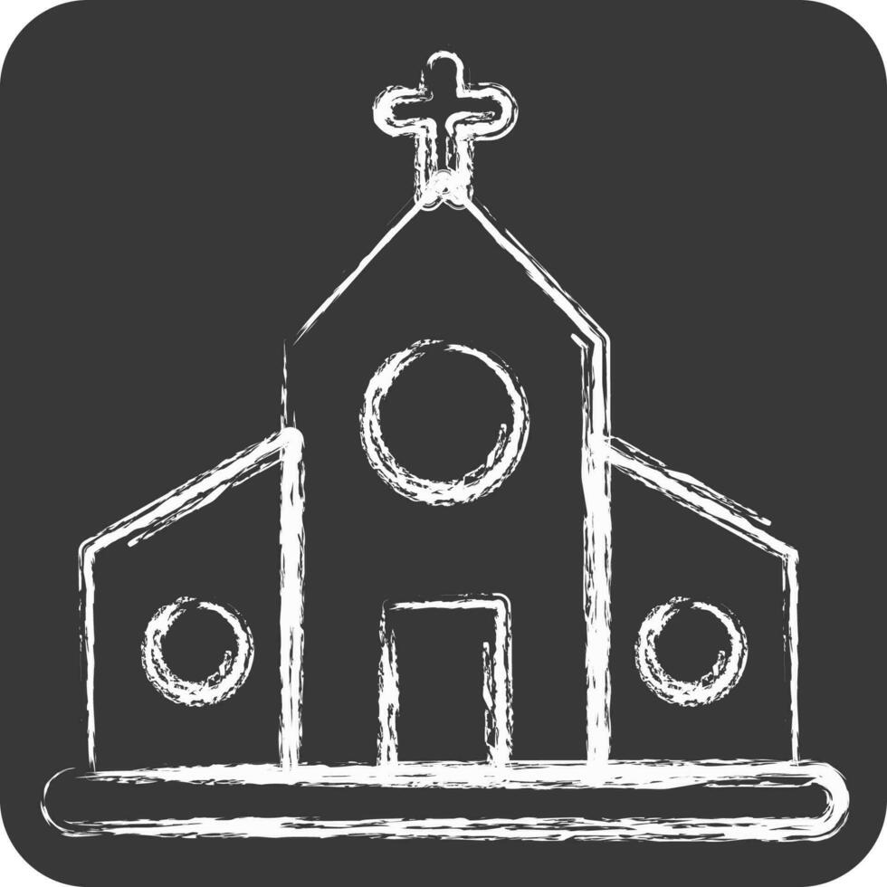 icono iglesia. adecuado para educación símbolo. tiza estilo. sencillo diseño editable. diseño modelo vector