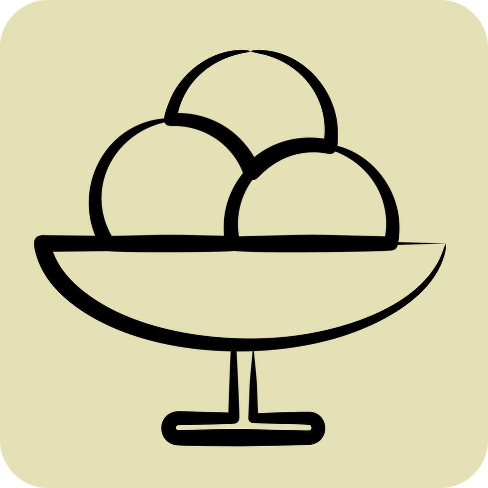 Icon Gelato Bowl. suitable for education symbol. hand drawn style. simple design editable. design template vector. simple illustration vector