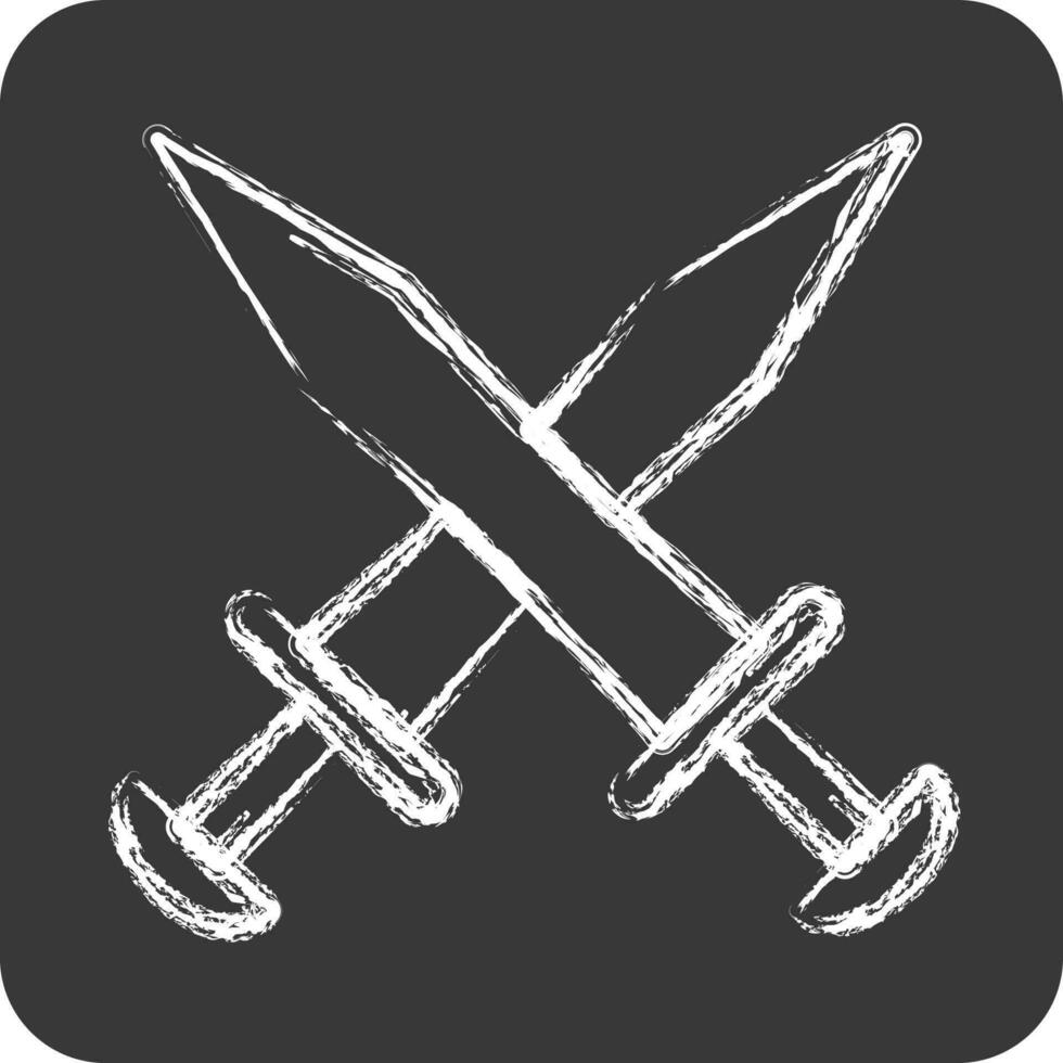 Icon Swords. suitable for education symbol. chalk Style. simple design editable. design template vector