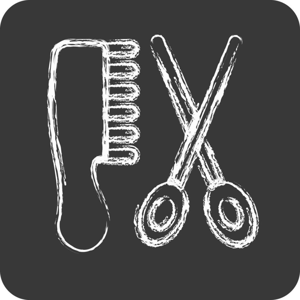 Icon Hair Salon. suitable for Barbershop symbol. chalk Style. simple design editable. design template vector. simple illustration vector