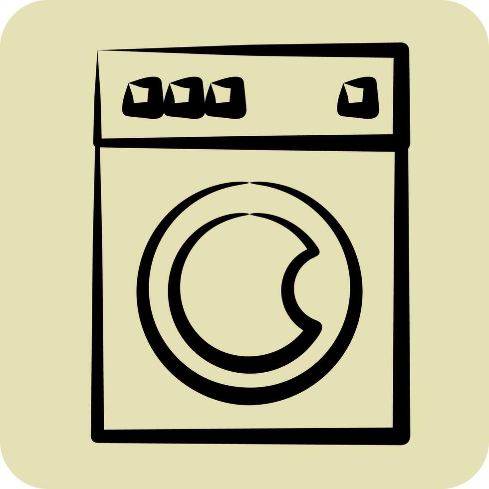 Icon Washing Machine. related to Laundry symbol. hand drawn style. simple design editable. simple illustration vector