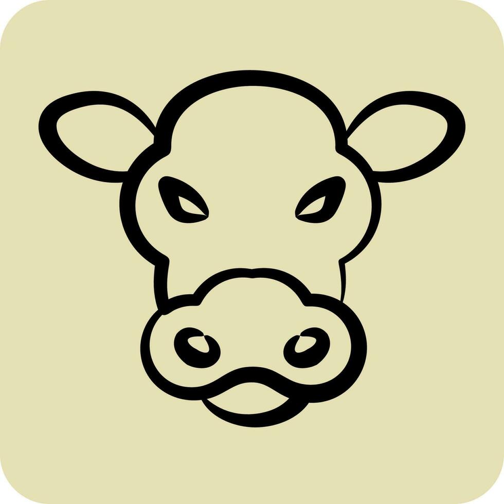 Icon Cow. related to Animal Head symbol. hand drawn style. simple design editable vector