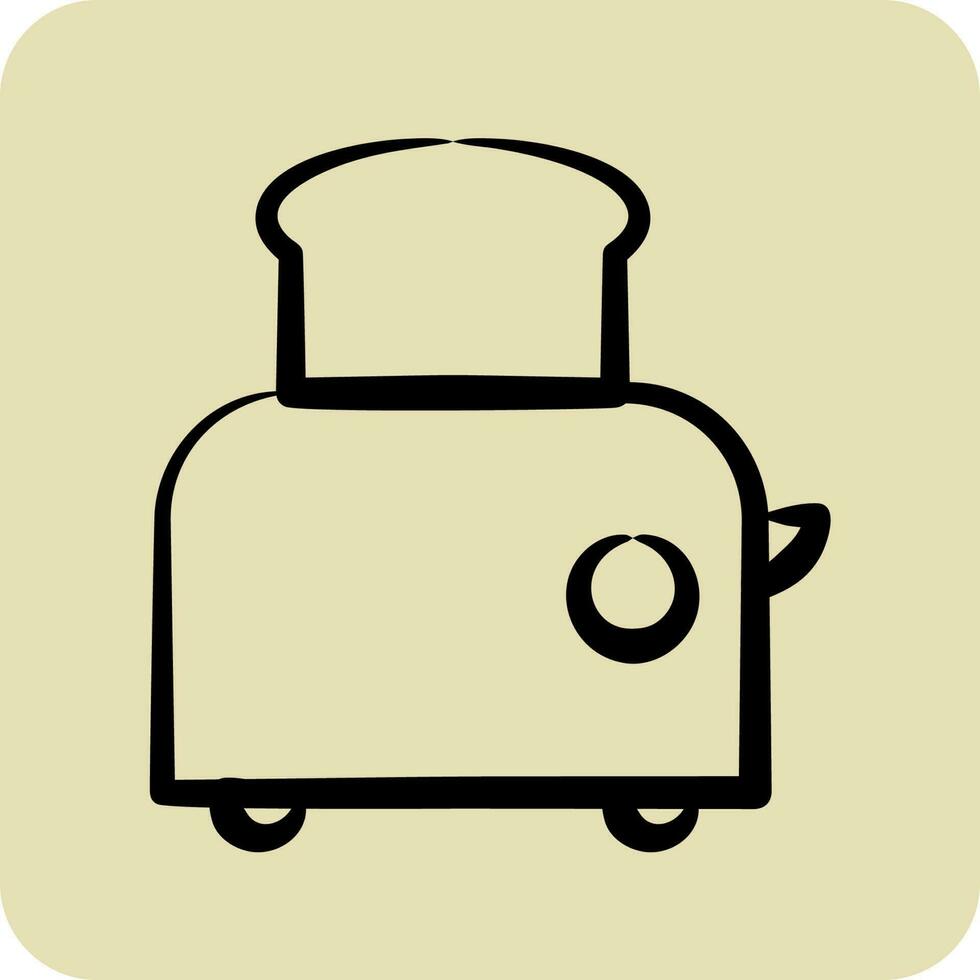 Icon Toaster. suitable for Kitchen Appliances symbol. hand drawn style. simple design editable vector