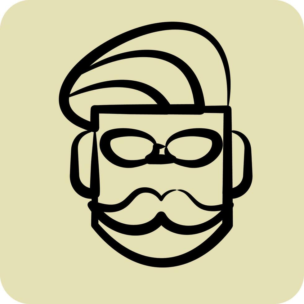 Icon Mustache. suitable for Barbershop symbol. hand drawn style. simple design editable. design template vector. simple illustration vector