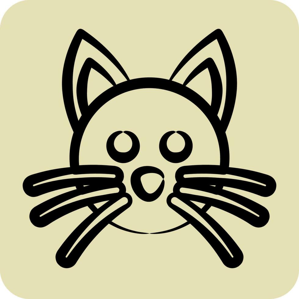 Icon Cat. related to Animal Head symbol. hand drawn style. simple design editable vector
