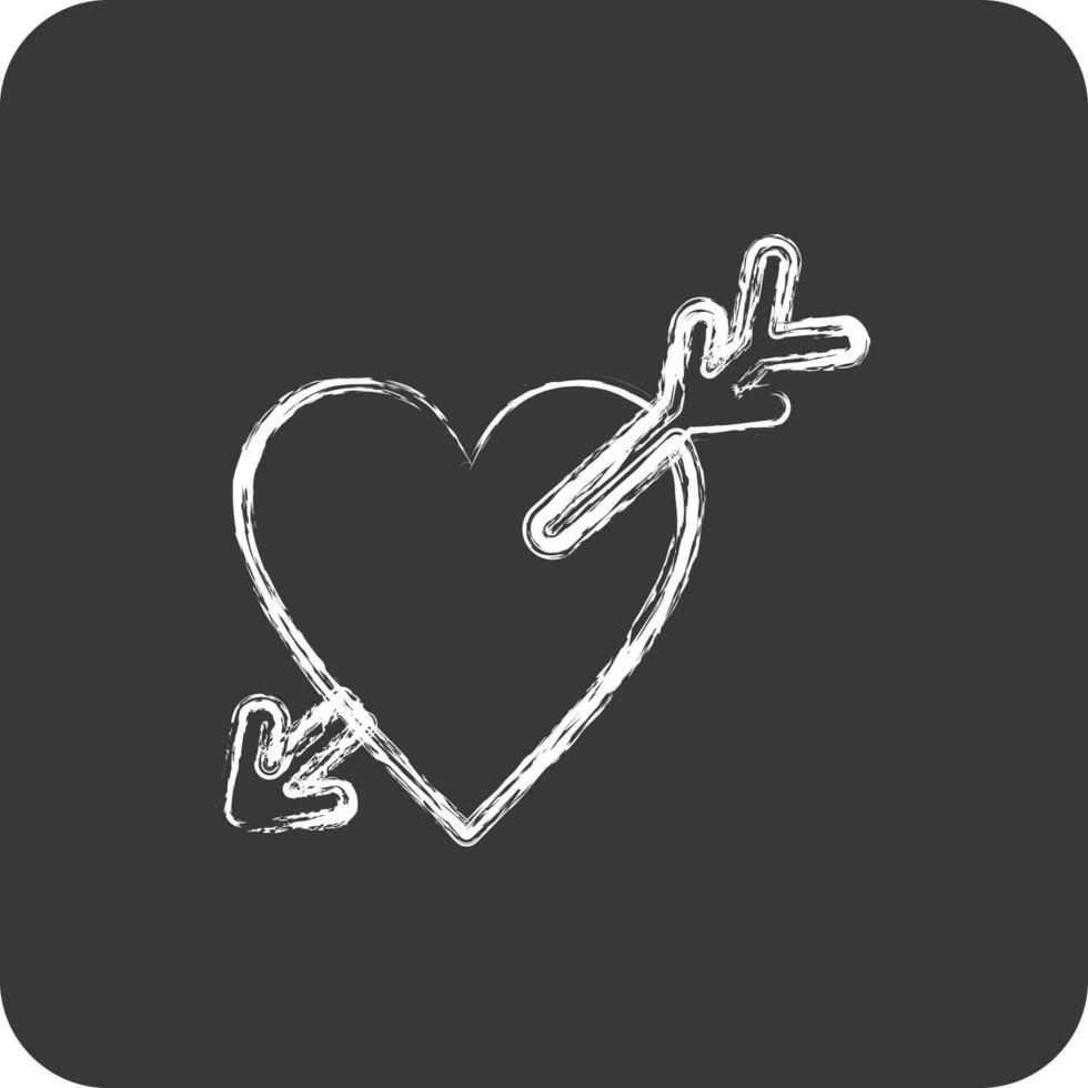 Icon Heart with Arrow. related to Valentine's Day symbol. chalk Style. simple design editable vector