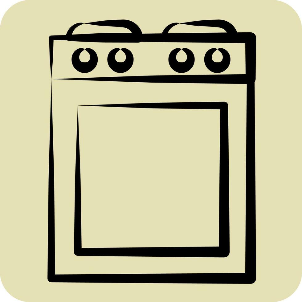 Icon Stove. suitable for Kitchen Appliances symbol. hand drawn style. simple design editable vector