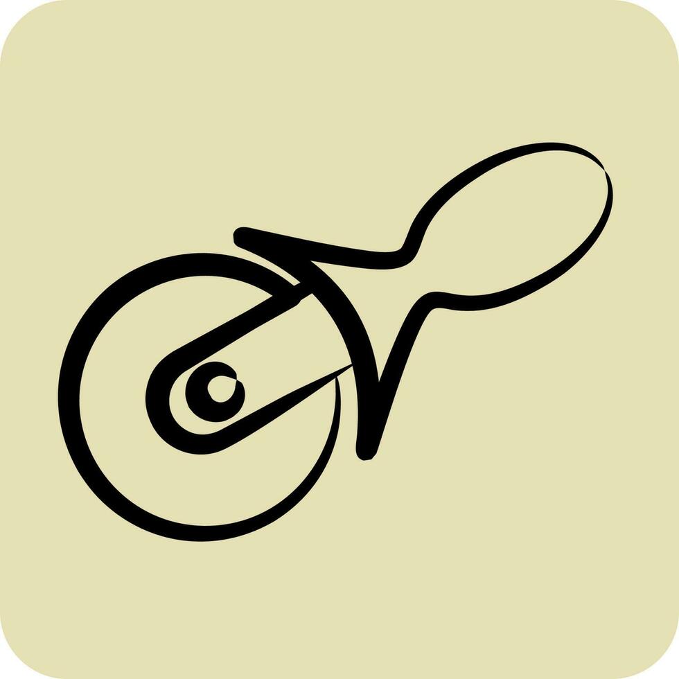 Icon Pizza Cutter. suitable for education symbol. hand drawn style. simple design editable. design template vector. simple illustration vector