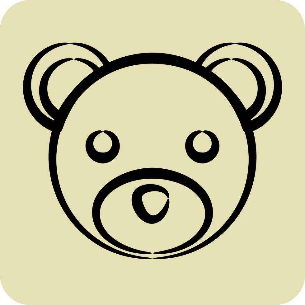 Icon Bear. related to Animal Head symbol. hand drawn style. simple design editable vector