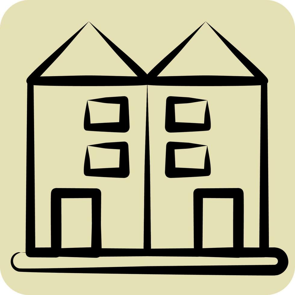 Icon Condo. suitable for education symbol. hand drawn style. simple design editable. design template vector