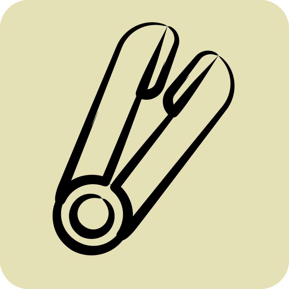 Icon Styling Iron. suitable for Barbershop symbol. hand drawn style. simple design editable. design template vector. simple illustration vector