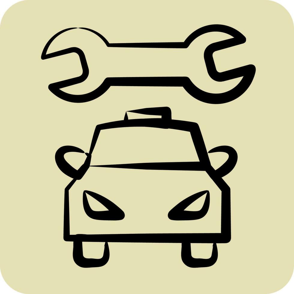 Icon Car Mechanic. suitable for Automotive symbol. hand drawn style. simple design editable vector