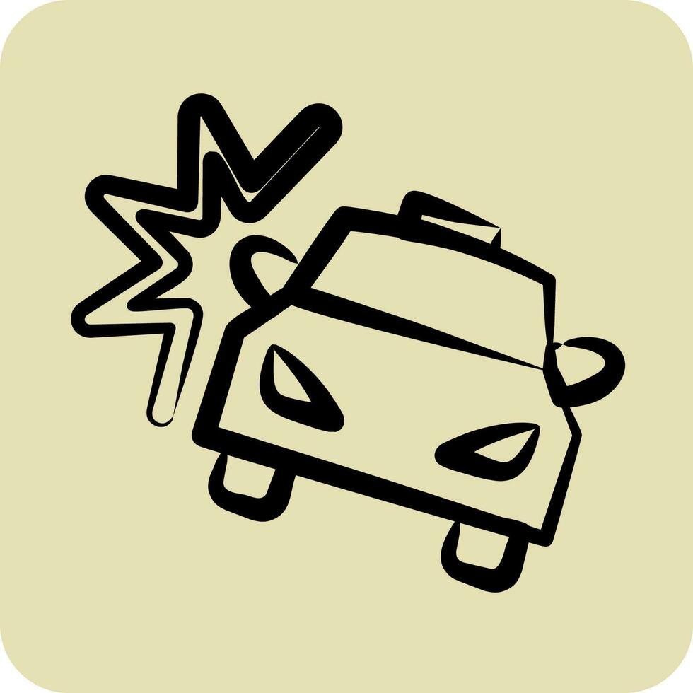 Icon Car Crash. suitable for Automotive symbol. hand drawn style. simple design editable vector