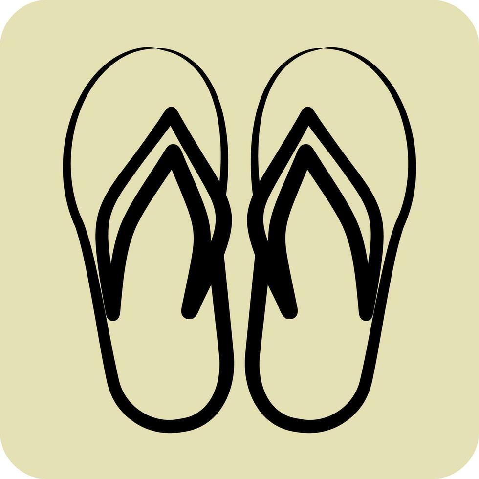 Icon Flip Flops. suitable for Summer symbol. hand drawn style. simple design editable. design template vector. simple illustration vector