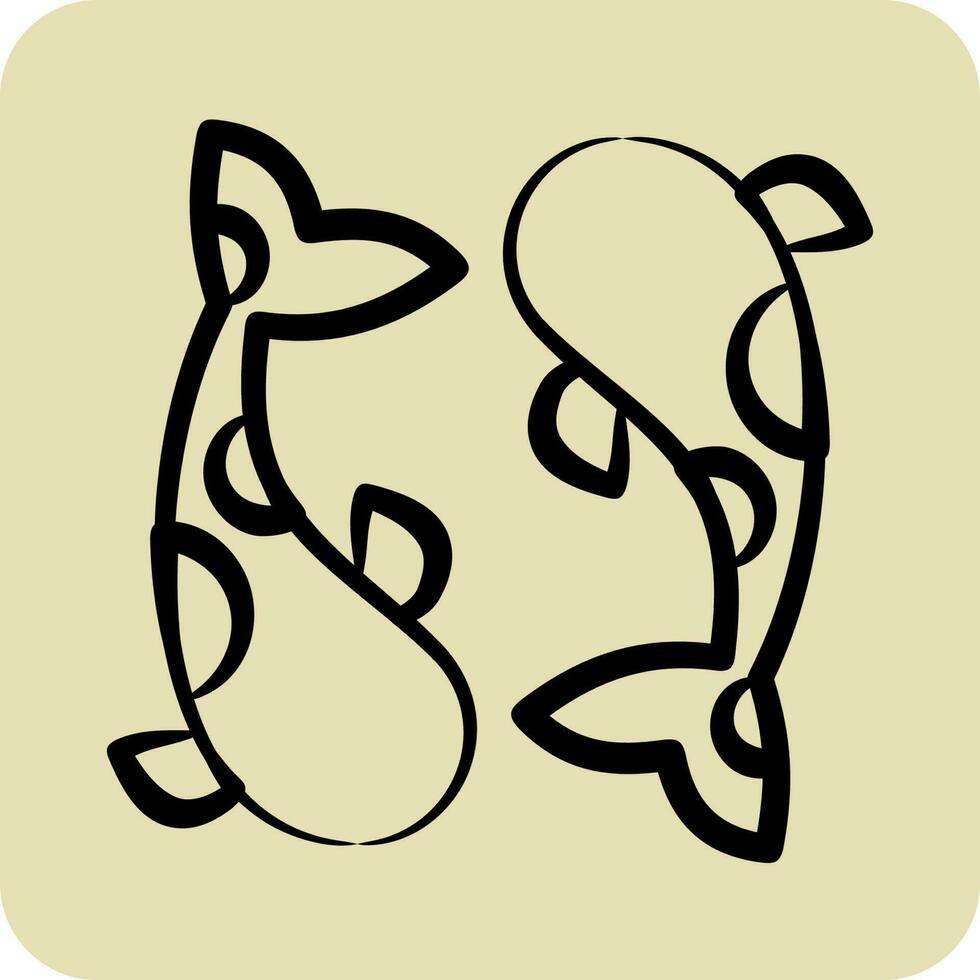 Icon Koi Carps. related to Thailand symbol. hand drawn style. simple design editable. World Travel vector