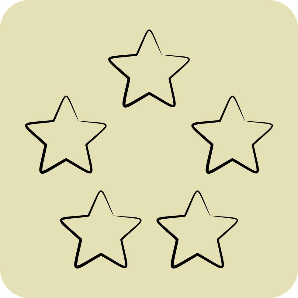 Icon Five Stars. related to Stars symbol. hand drawn style. simple design editable. simple vector icons