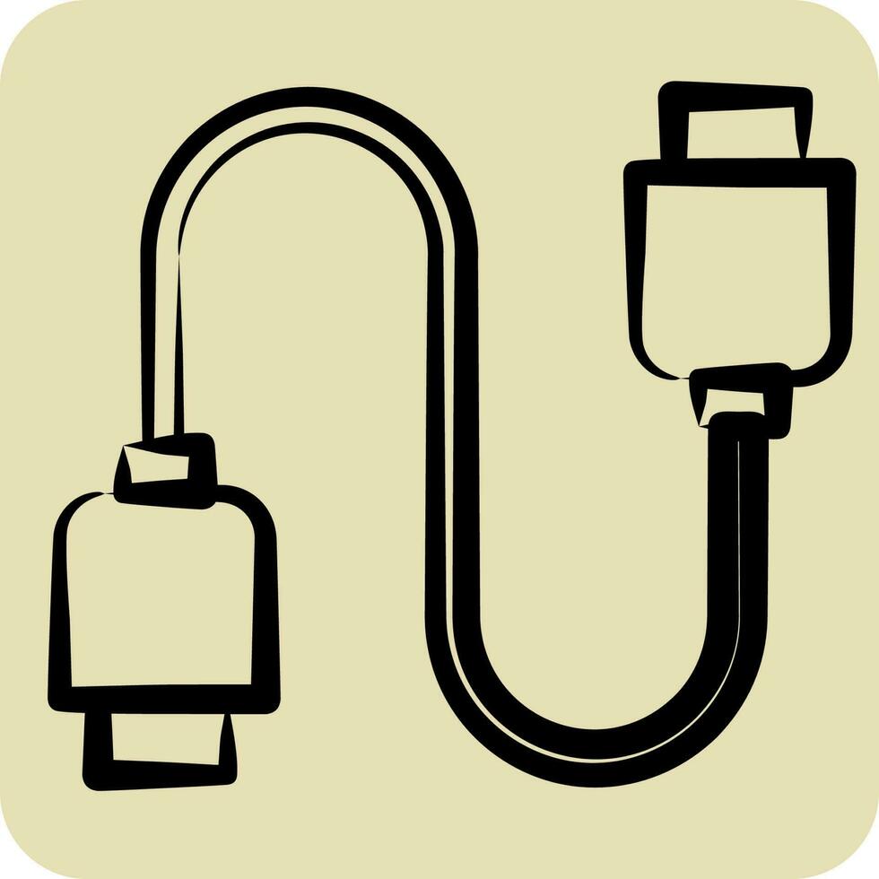 Icon Cable. suitable for Computer Components symbol. hand drawn style. simple design editable. design template vector