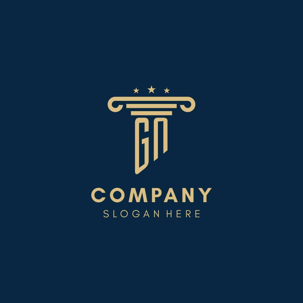 GN monogram initial logo with pillar and stars, best design for legal firm vector