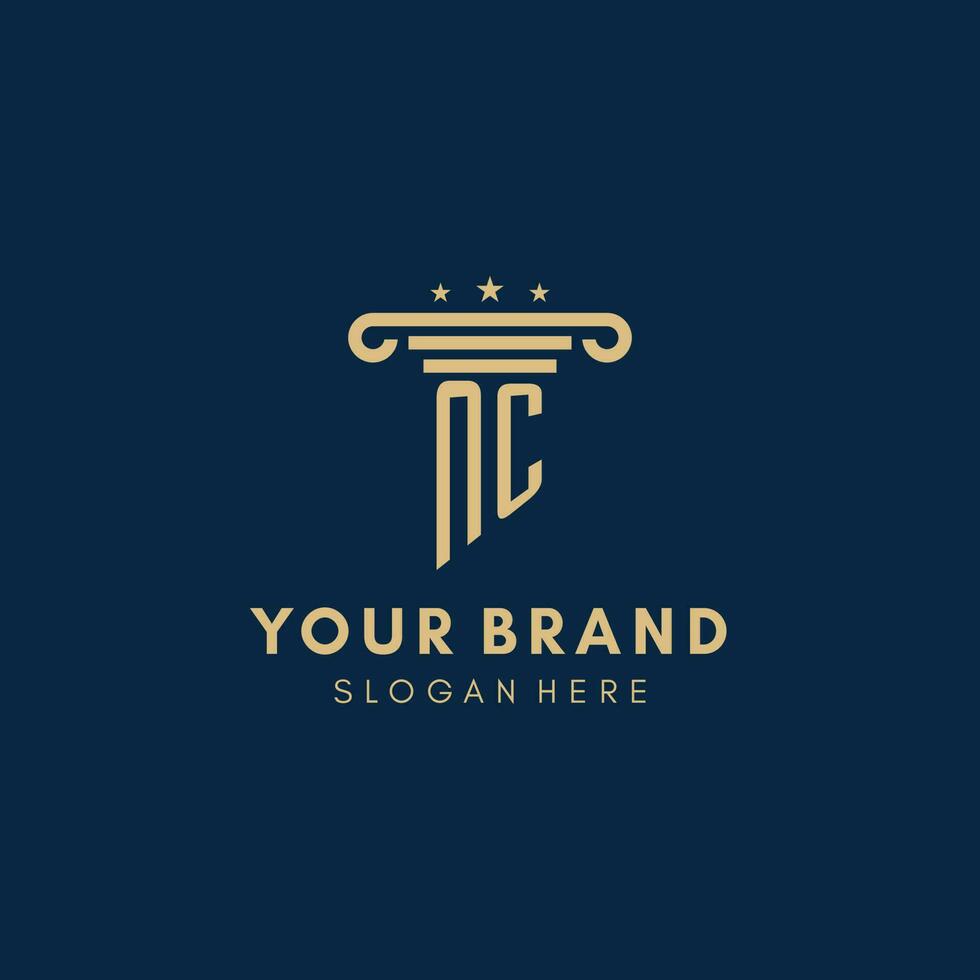 NC monogram initial logo with pillar and stars, best design for legal firm vector