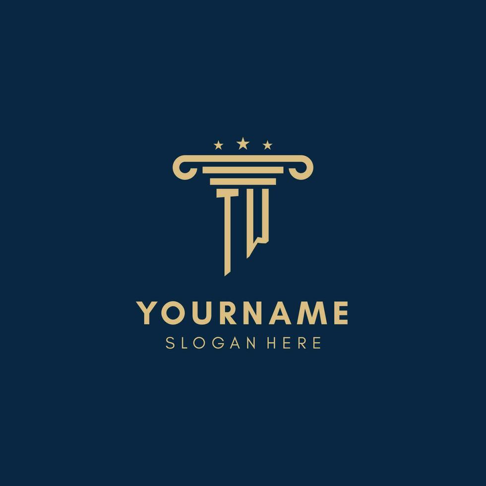 TW monogram initial logo with pillar and stars, best design for legal firm vector