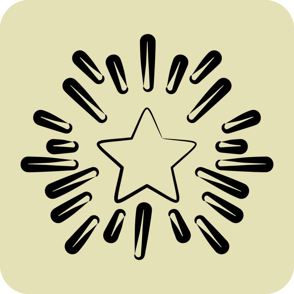 Icon Star with Rays. related to Stars symbol. hand drawn style. simple design editable. simple vector icons