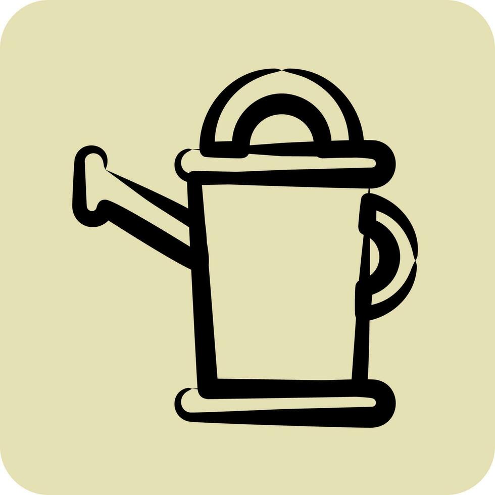 Icon Watering Can. related to Flora symbol. hand drawn style. simple illustration. plant. Oak. leaf. rose vector