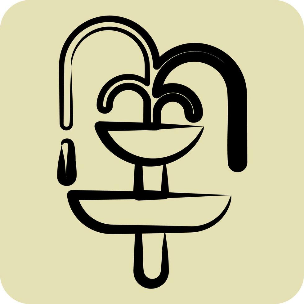 Icon Fountain. suitable for City Park symbol. hand drawn style. simple design editable. design template vector