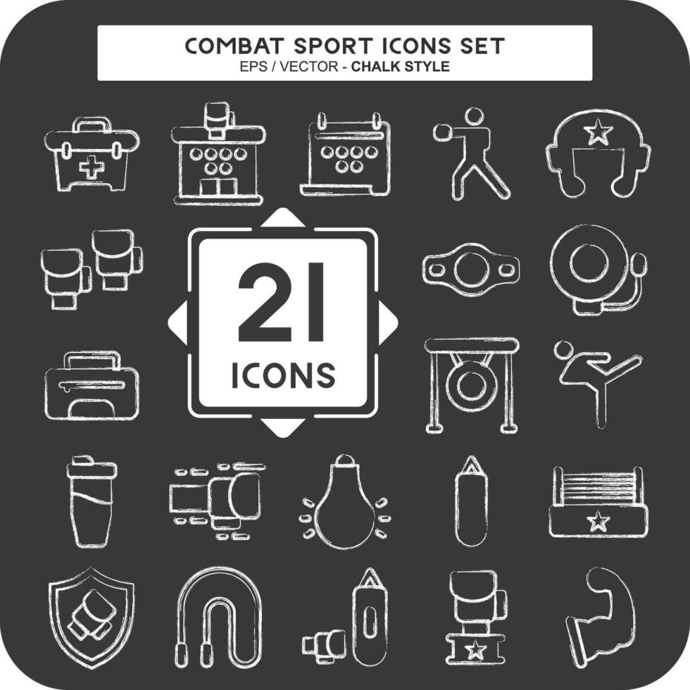 Icon Set Combat Sport. related to education symbol. chalk Style. simple design editable.boxing vector