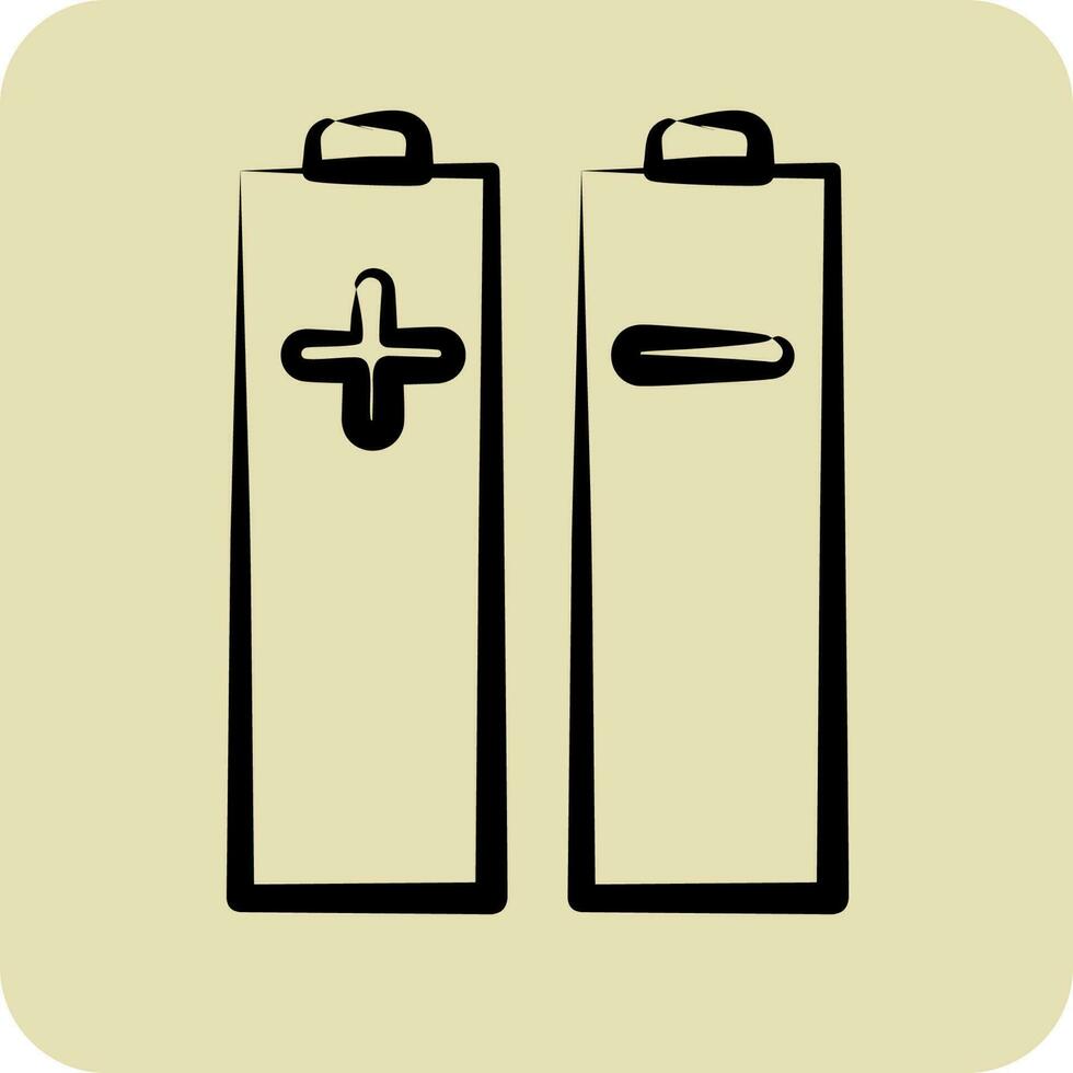 Icon Batteries and Power. related to Photography symbol. hand drawn style. simple design editable. simple illustration vector