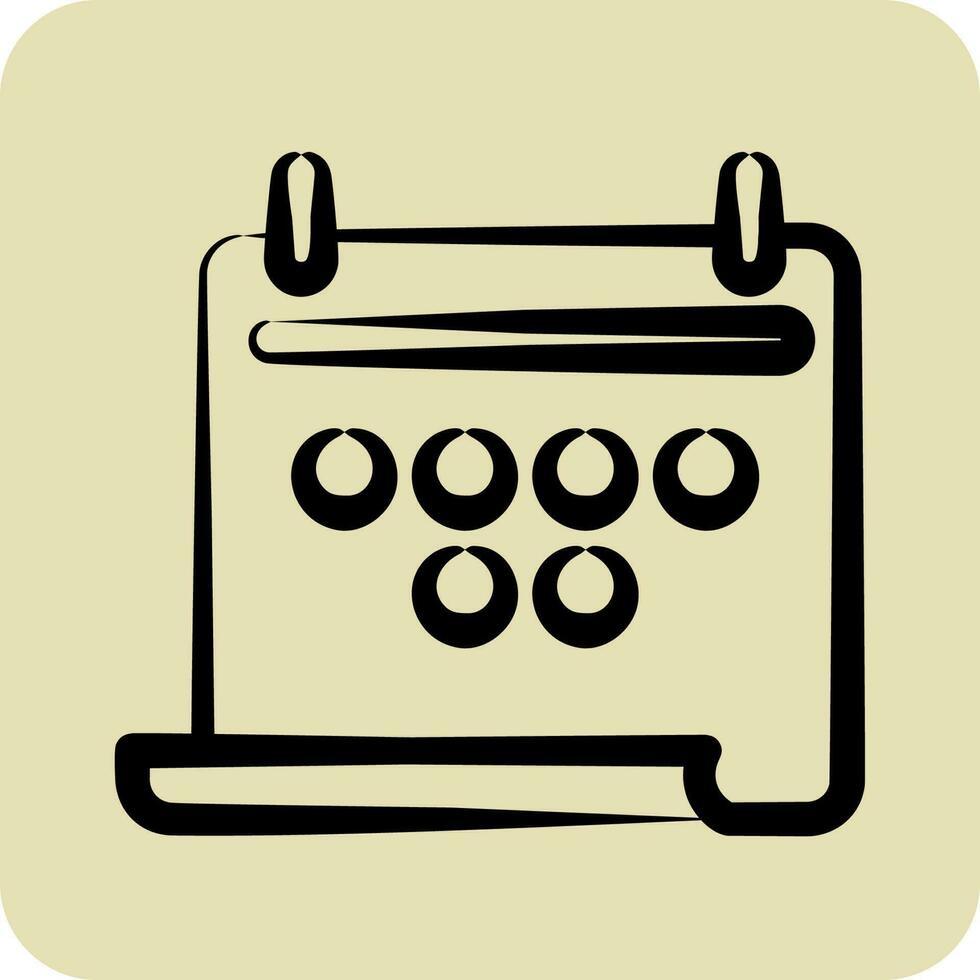 Icon Calendar. related to Combat Sport symbol. hand drawn style. simple design editable.boxing vector