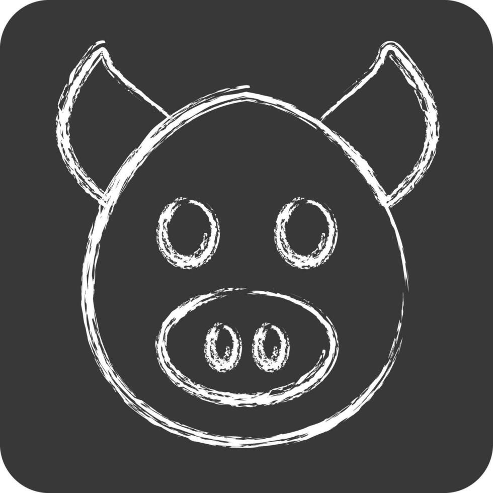 Icon Pig. related to Animal Head symbol. chalk Style. simple design editable vector