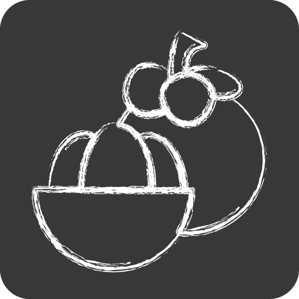 Icon Mangosteen. related to Thailand symbol. chalk Style. simple design editable.World Travel vector