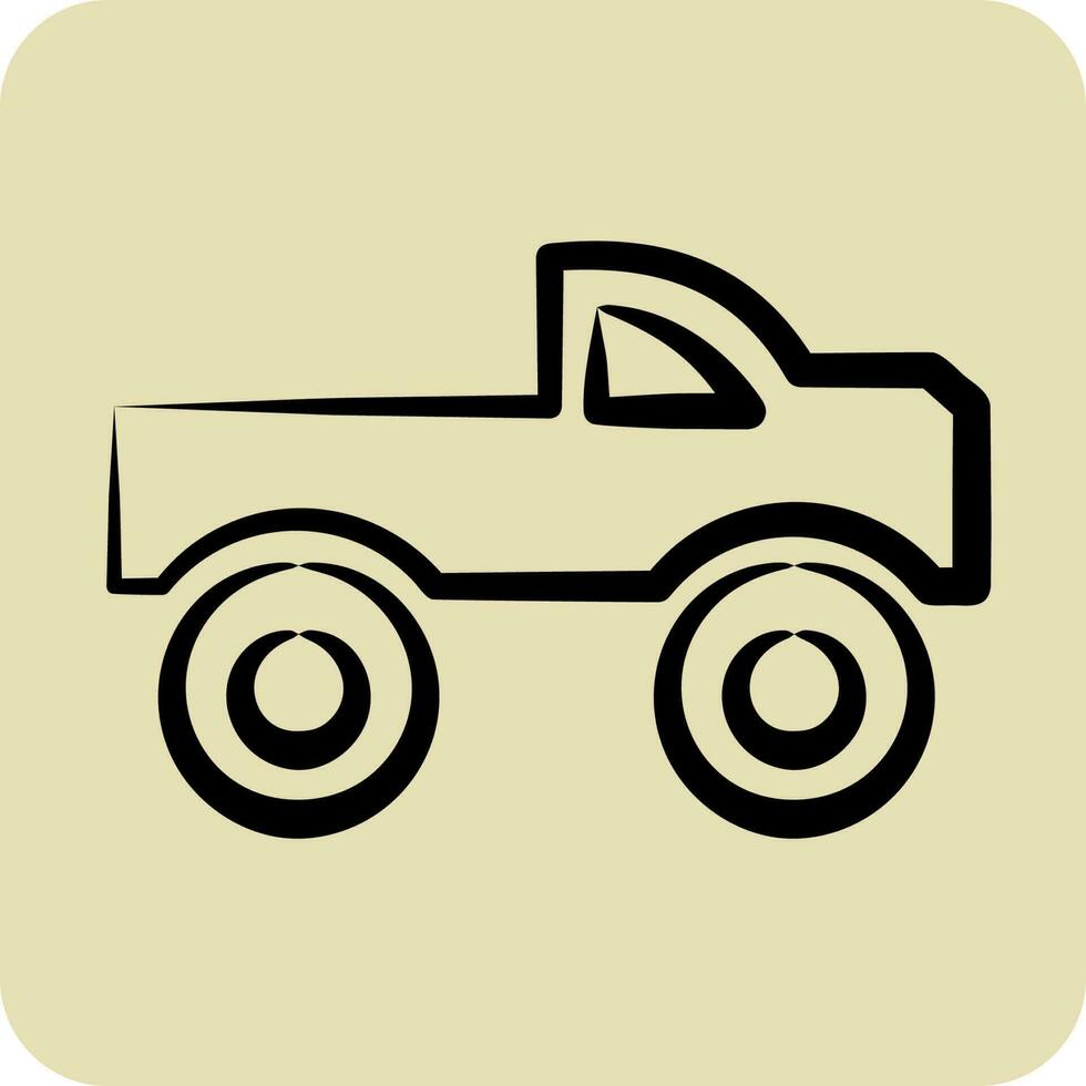 Icon Monster Car. suitable for Automotive symbol. hand drawn style. simple design editable vector