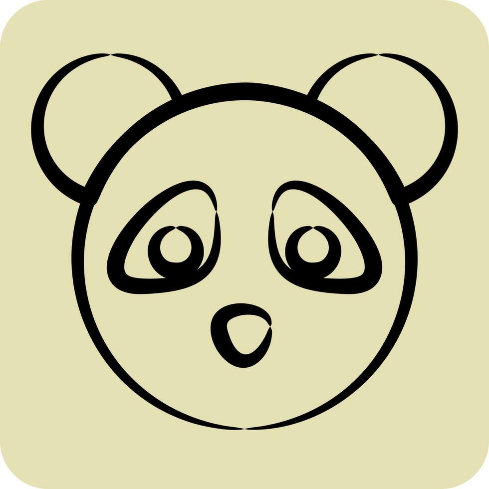 Icon Panda. related to Animal Head symbol. hand drawn style. simple design editable vector