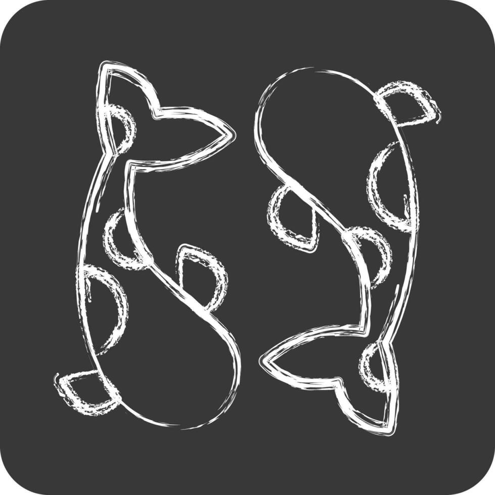 Icon Koi Carps. related to Thailand symbol. chalk Style. simple design editable.World Travel vector