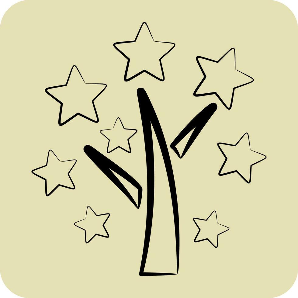 Icon Tree of Stars. related to Stars symbol. hand drawn style. simple design editable. simple vector icons