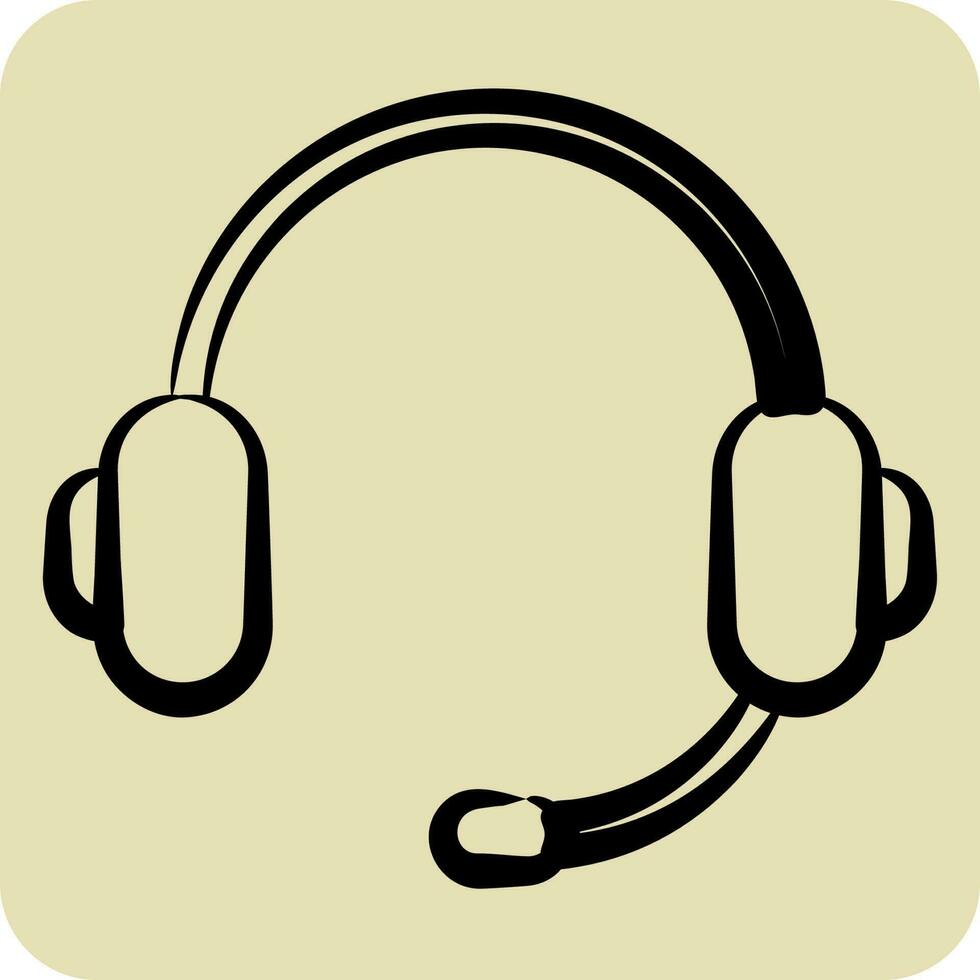 Icon Headphone. suitable for Computer Components symbol. hand drawn style. simple design editable. design template vector