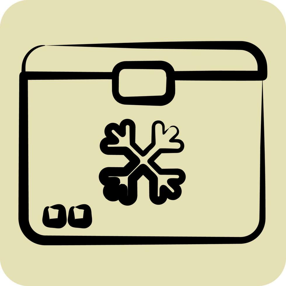 Icon Freezer. suitable for Kitchen Appliances symbol. hand drawn style. simple design editable vector