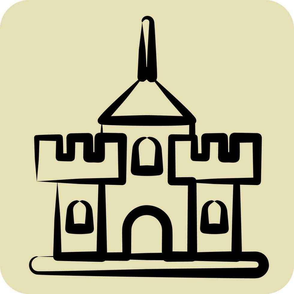 Icon Fortress. suitable for education symbol. hand drawn style. simple design editable. design template vector