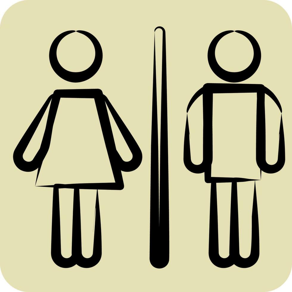 Icon WC. suitable for City Park symbol. hand drawn style. simple design editable. design template vector