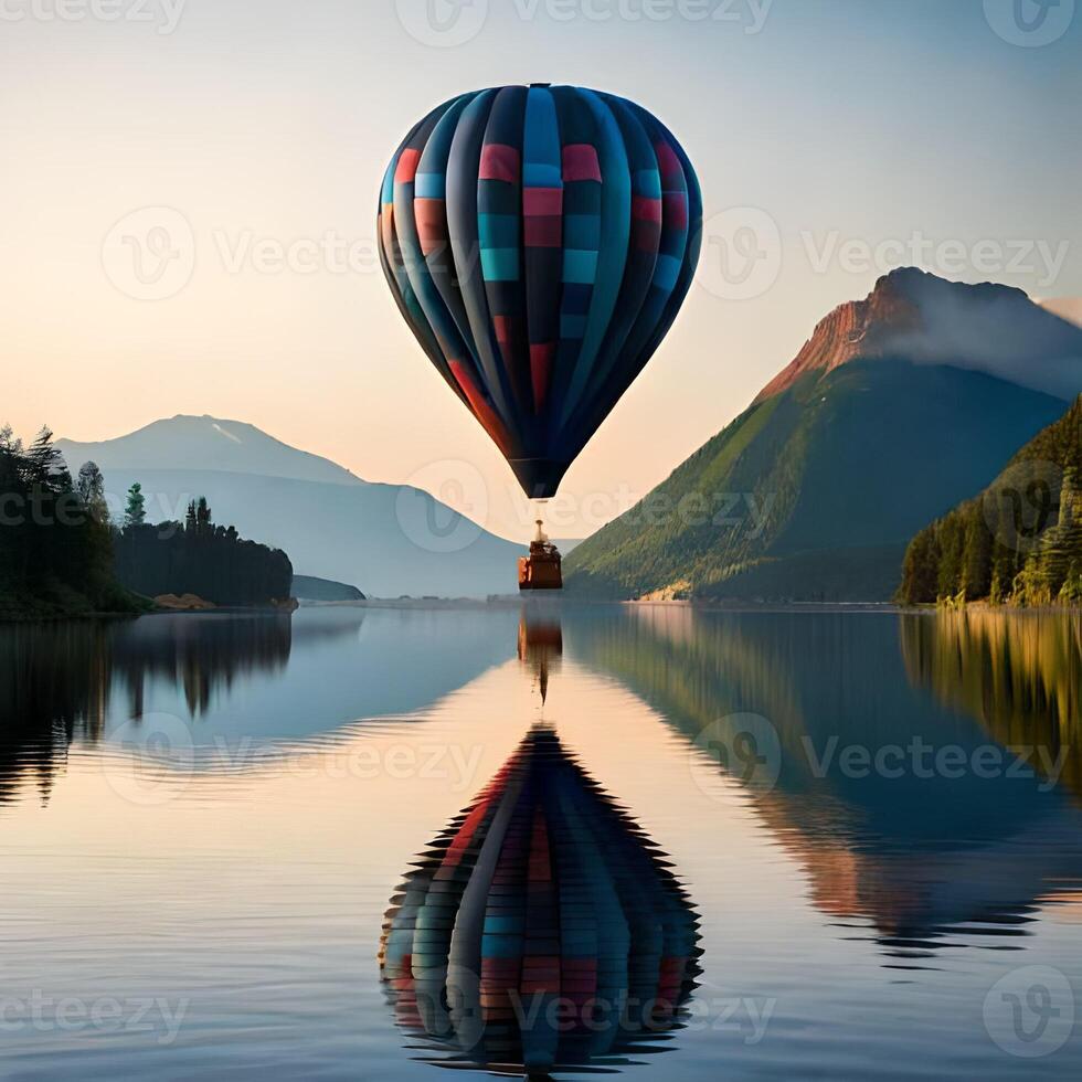 Hot air balloon with a beautiful view photo
