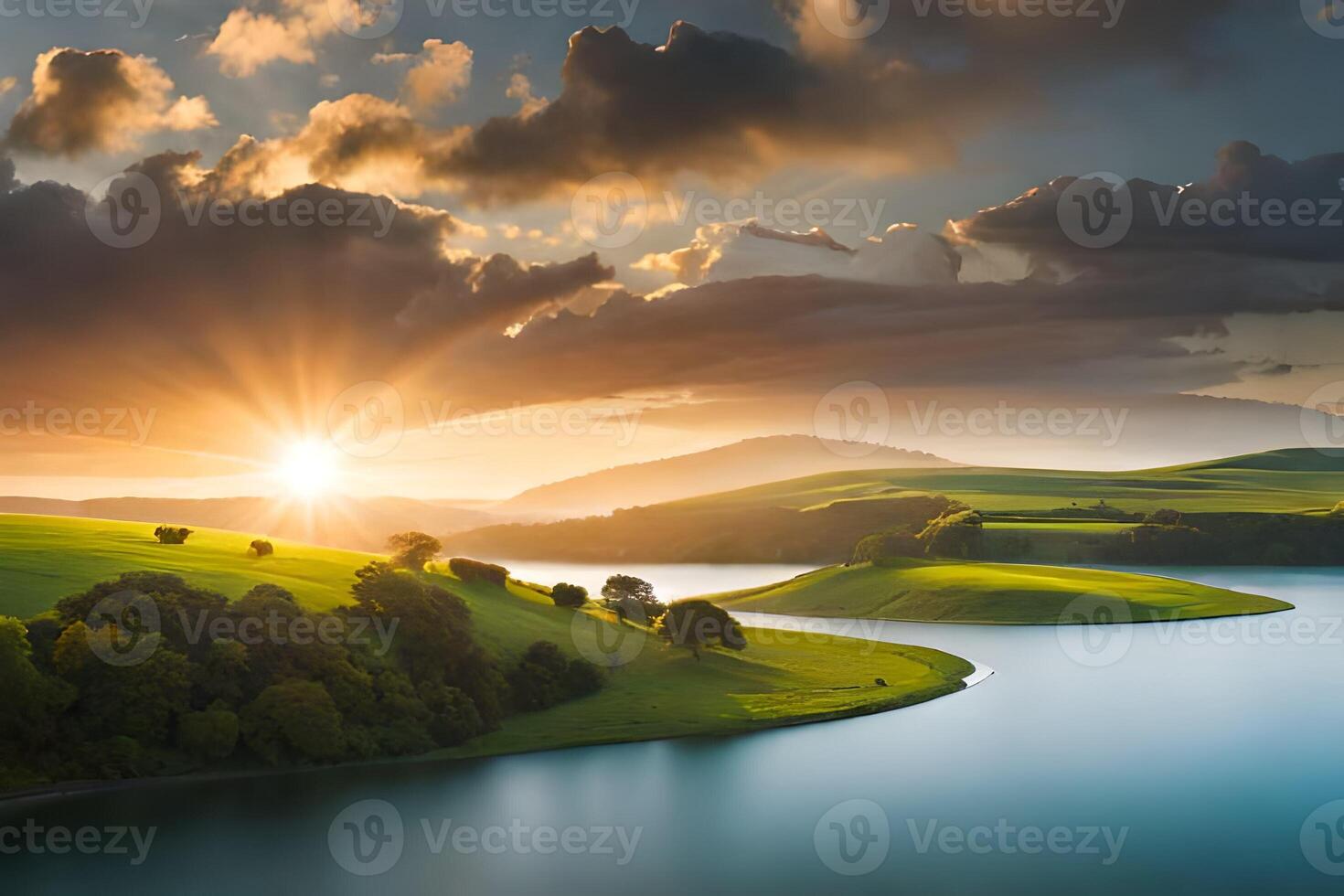 sunrise over the lake photo