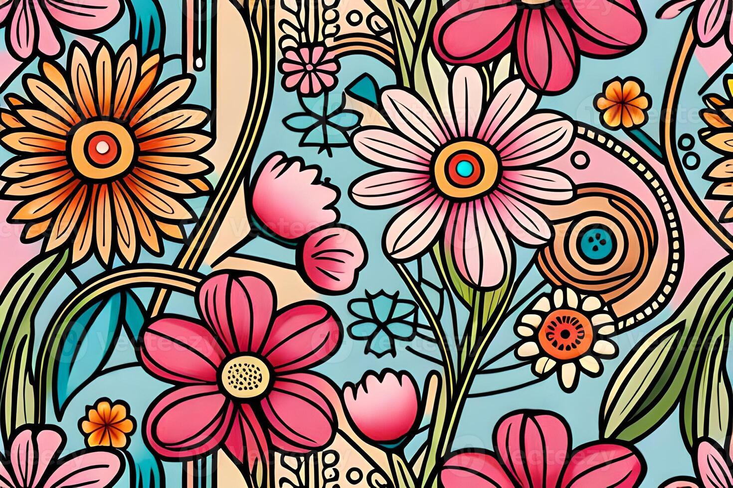 Beautiful flowers repeating pattern photo
