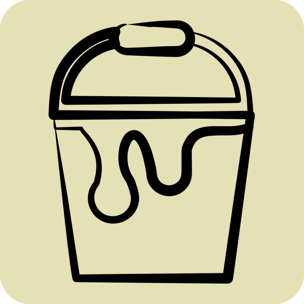 Icon Paint Bucket. suitable for Paint Art Tools symbol. hand drawn style. simple design editable vector
