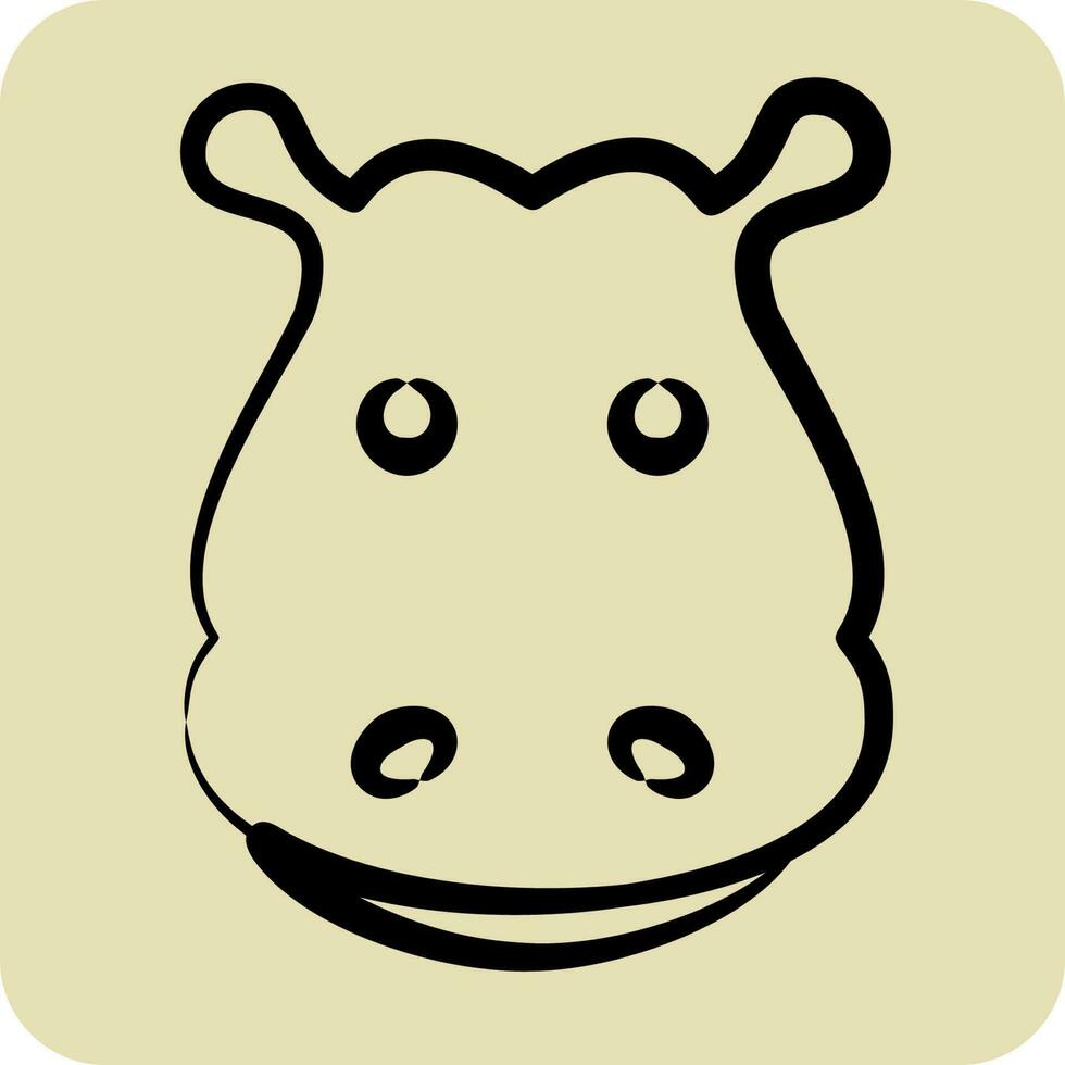 Icon Hippopotamus. related to Animal Head symbol. hand drawn style. simple design editable vector