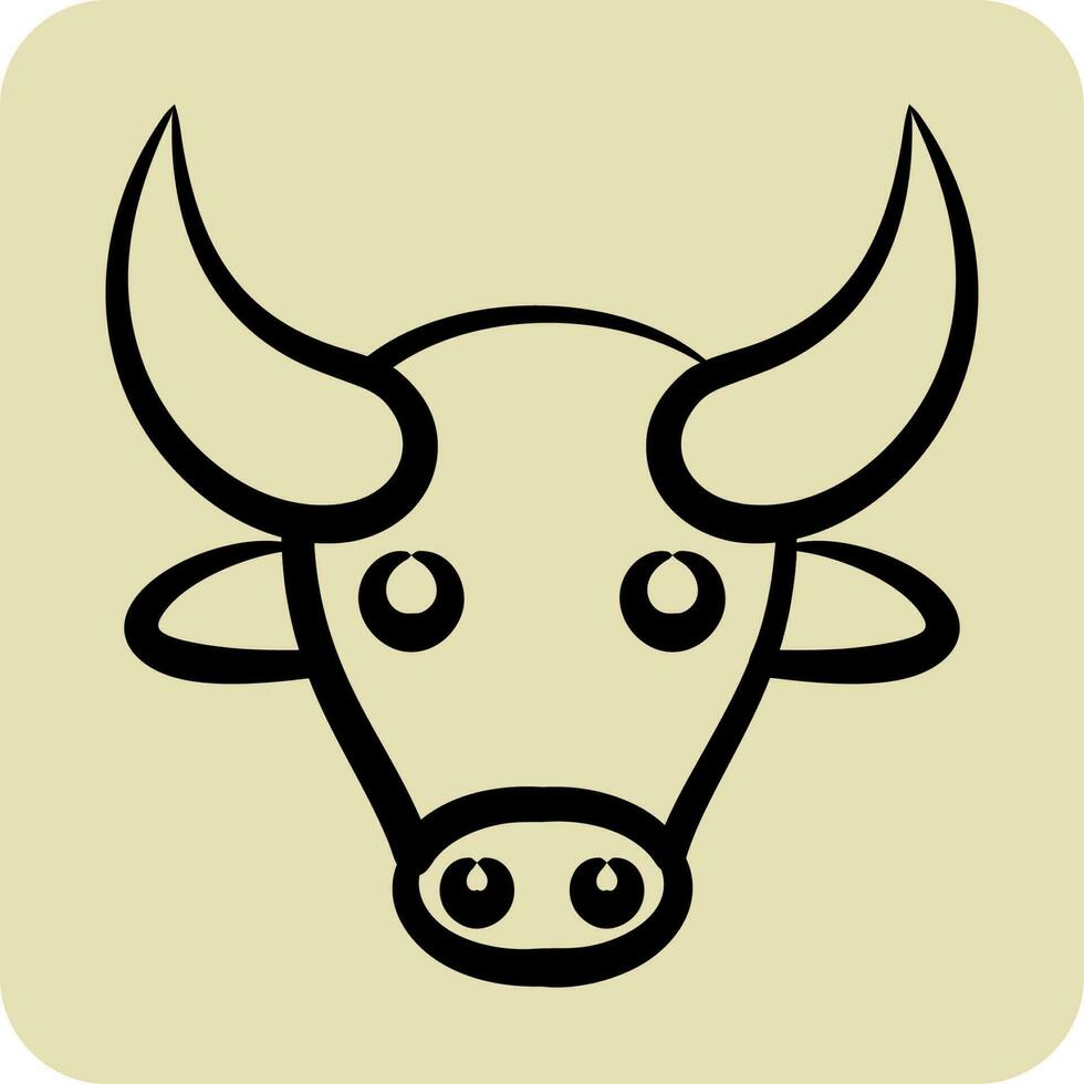 Icon Buffalo. related to Animal Head symbol. hand drawn style. simple design editable vector