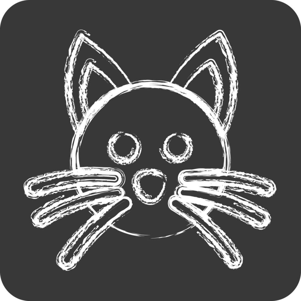 Icon Cat. related to Animal Head symbol. chalk Style. simple design editable vector
