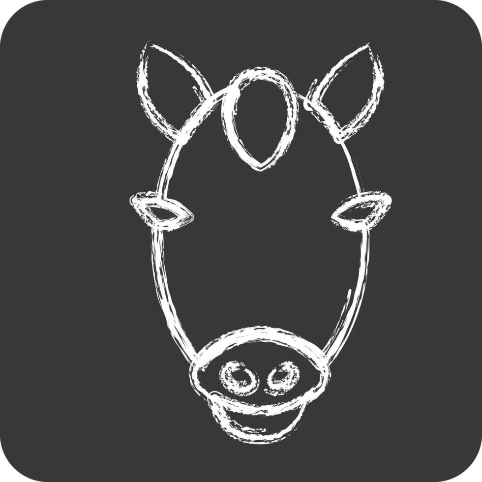 icono caballo. relacionado a animal cabeza símbolo. tiza estilo. sencillo diseño editable vector