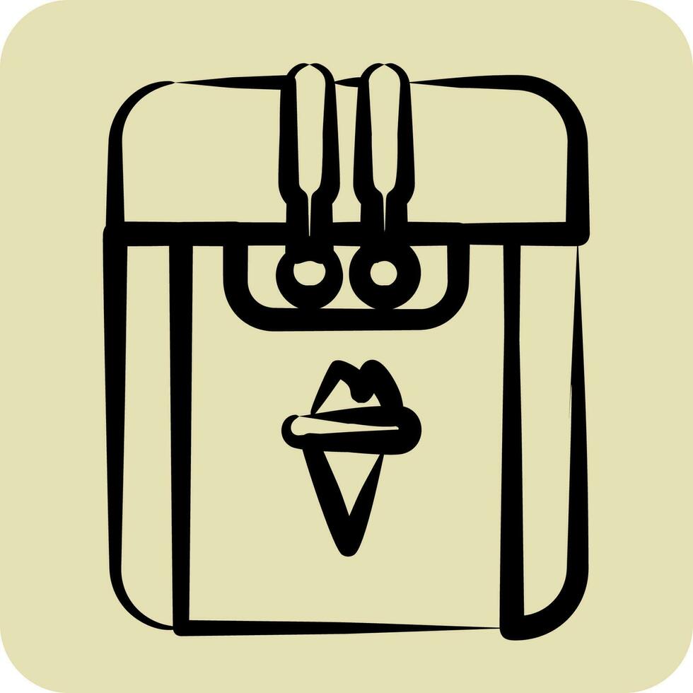 Icon Ice Cream Machine. suitable for Kitchen Appliances symbol. hand drawn style. simple design editable vector